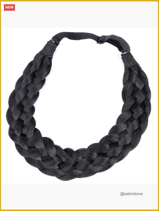 5 Strands Chunky Braided Hair Headband Elastic Stretch Synthetic Hairpiece main image 6